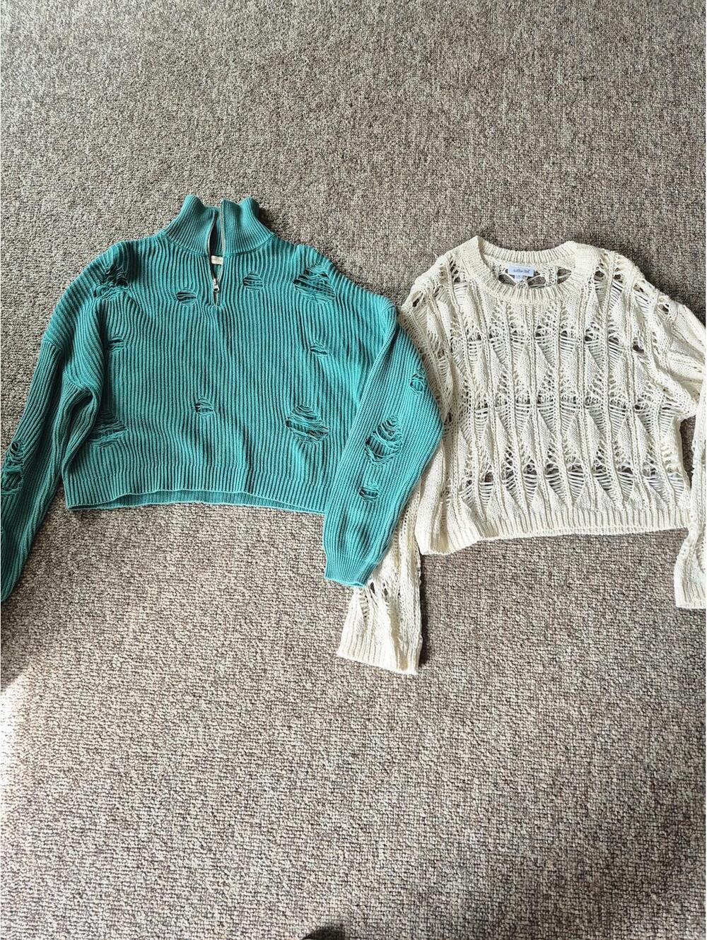Willow & Root Cream Knit Sweater, Size M